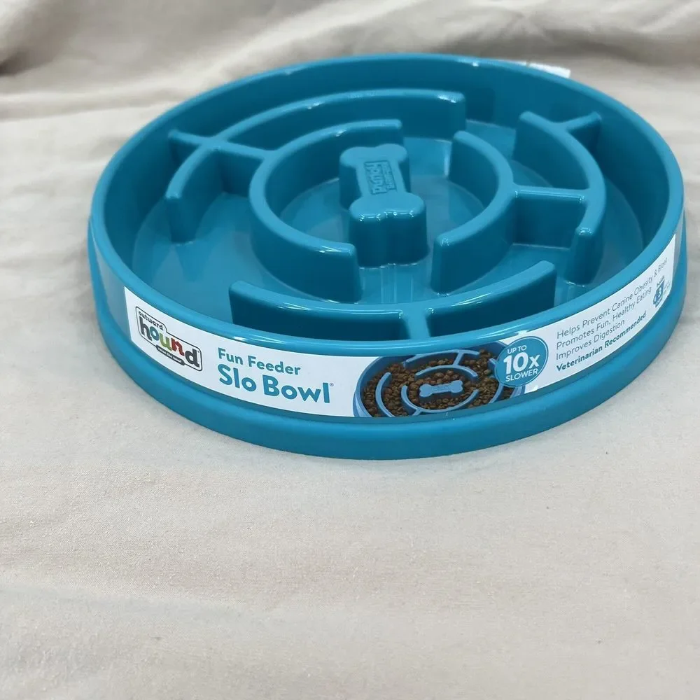 Outward Hound Fun Feeder Slow Bowl Dog Feeding Station Non-Slip 3 Cups Teal Blue